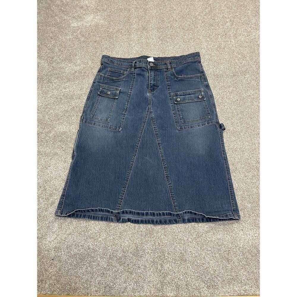 Y2K Streetwear Industry Calvin Klein Utility Cargo Skirt Sz 11 Blue Denim A Line